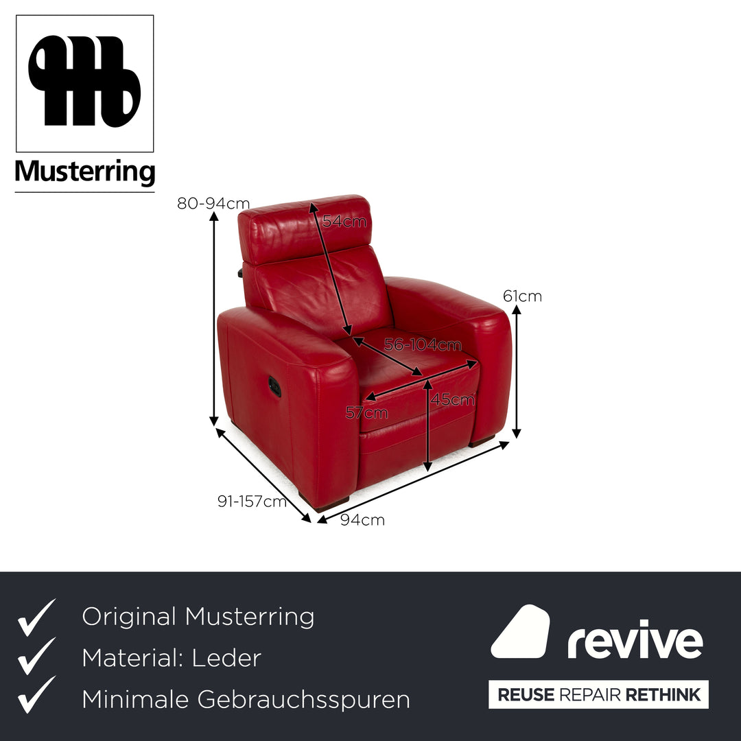 Musterring Leather Armchair Red manual function