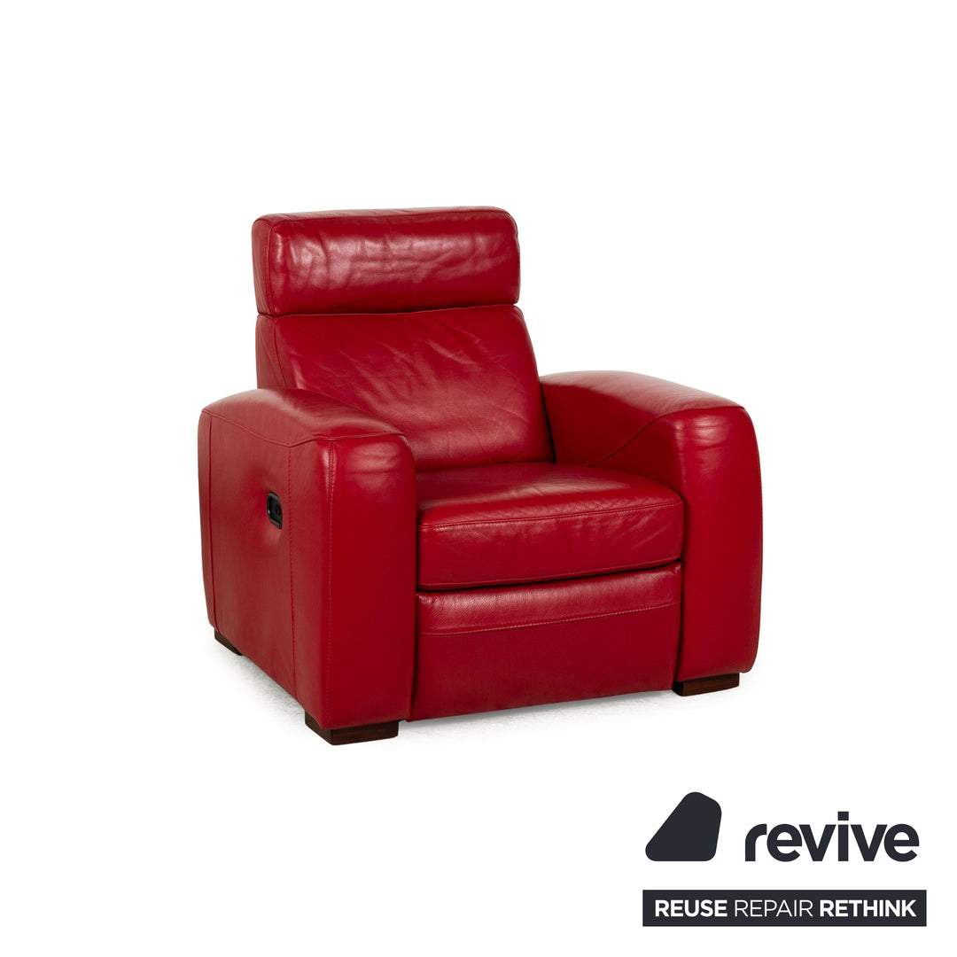 Musterring Leather Armchair Red manual function