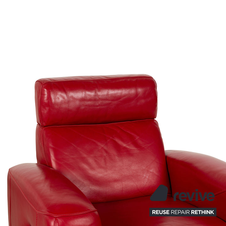 Musterring Leather Armchair Red manual function