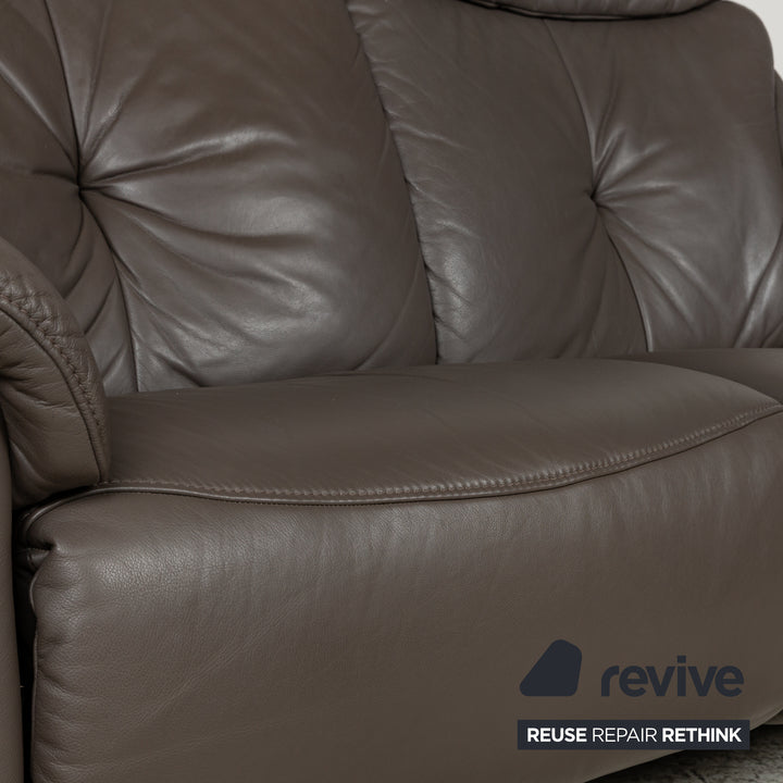 Musterring Leather Sofa Set Brown Three-Seater Two-Seater Armchair Couch