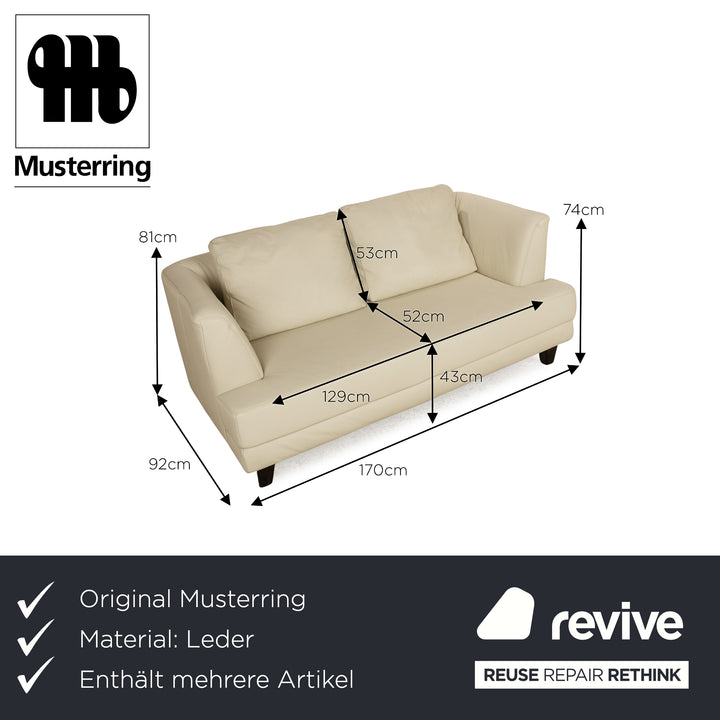 Musterring leather sofa set cream two-seater armchair couch