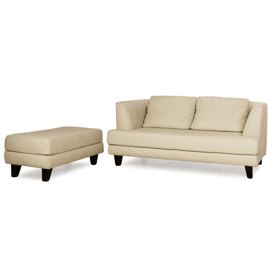 Musterring leather sofa set cream two-seater armchair couch