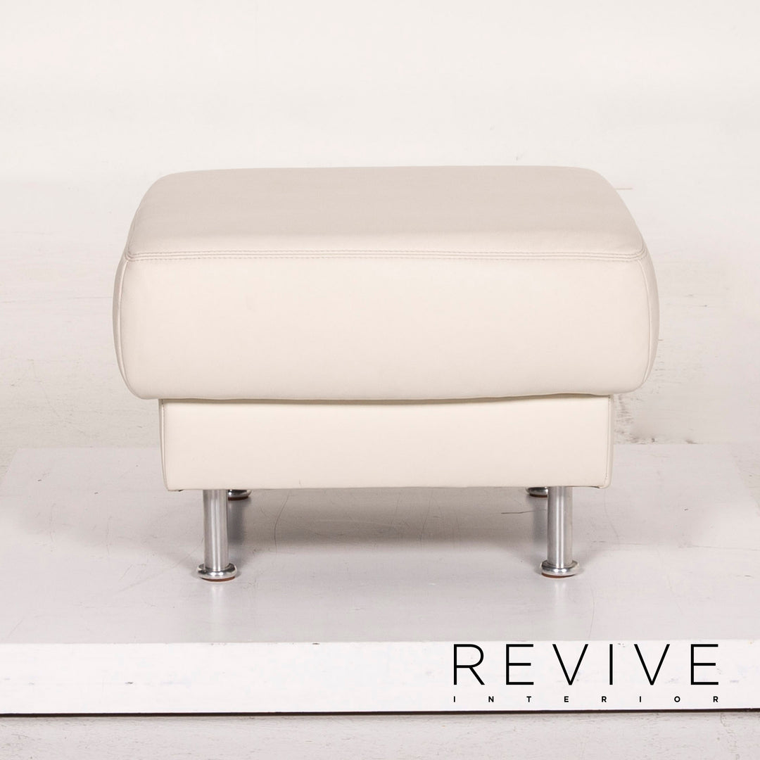 Musterring leather sofa set white 1x corner sofa 1x stool #13948