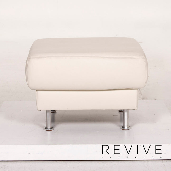 Musterring leather sofa set white 1x corner sofa 1x stool #13948