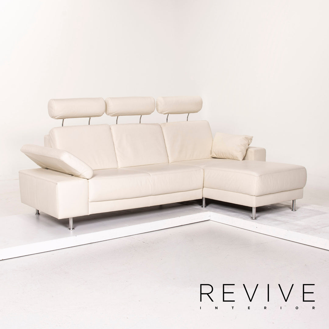 Musterring leather sofa set white 1x corner sofa 1x stool #13948