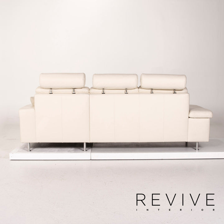 Musterring leather sofa set white 1x corner sofa 1x stool #13948
