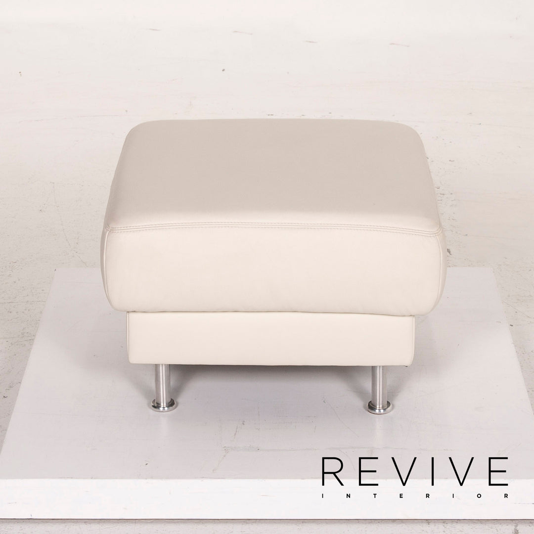 Musterring leather sofa set white 1x corner sofa 1x stool #13948