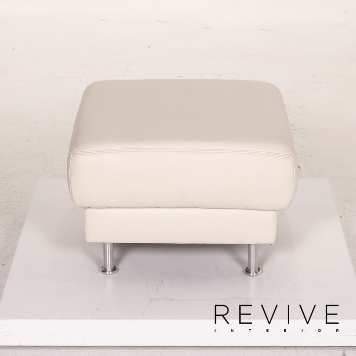 Musterring leather sofa set white 1x corner sofa 1x stool #13948