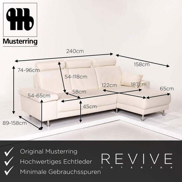 Musterring leather sofa set white 1x corner sofa 1x stool #13948
