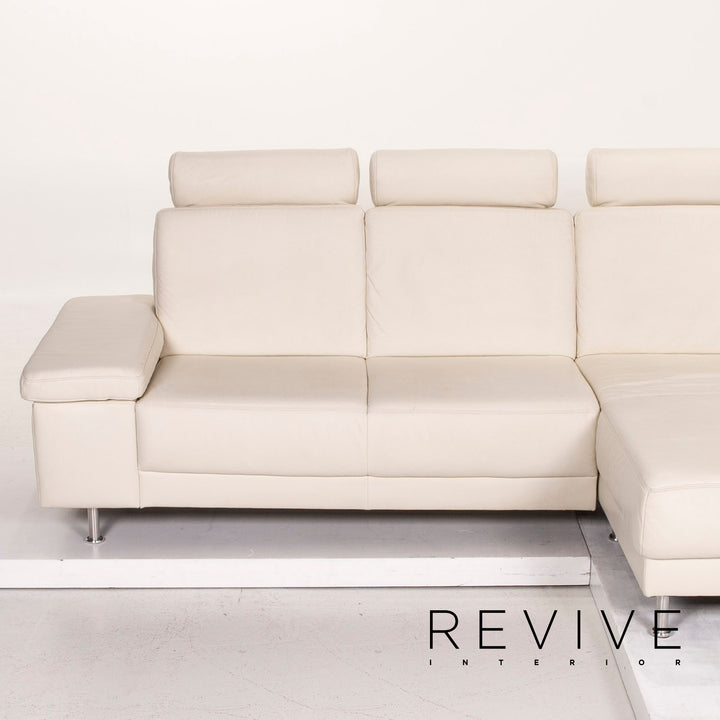 Musterring leather sofa set white 1x corner sofa 1x stool #13948