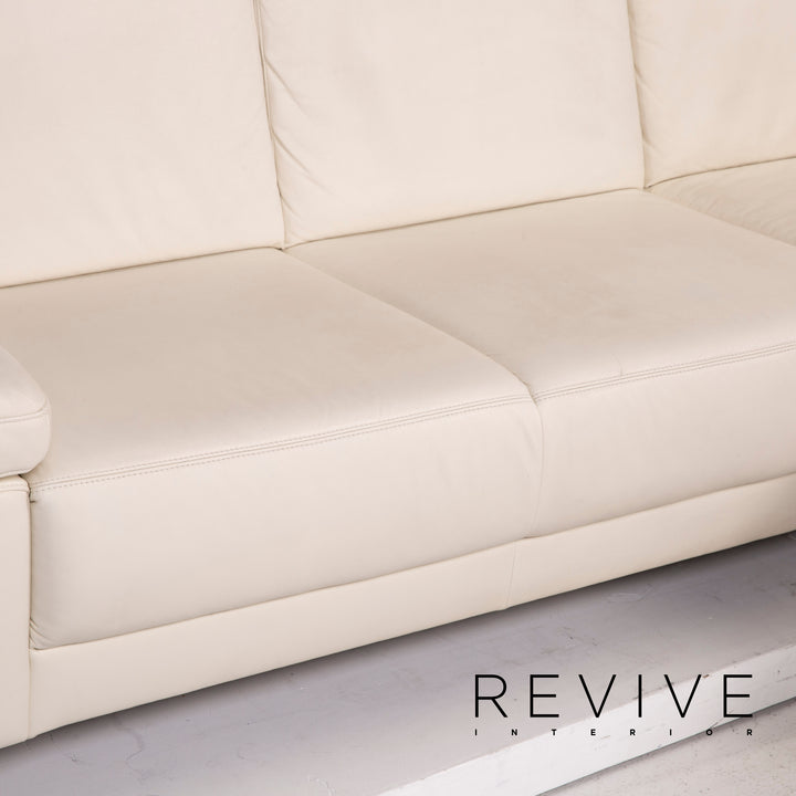 Musterring leather sofa set white 1x corner sofa 1x stool #13948