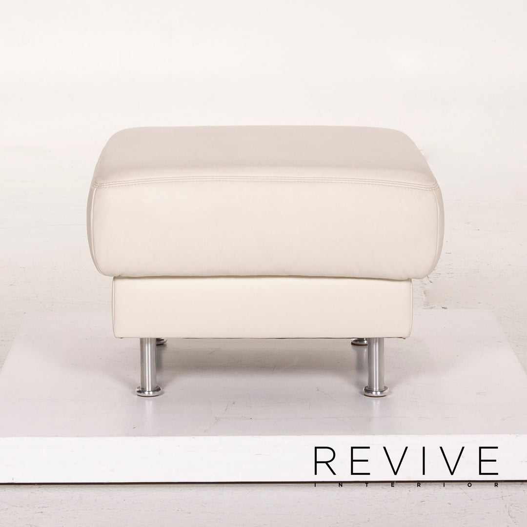 Musterring leather sofa set white 1x corner sofa 1x stool #13948