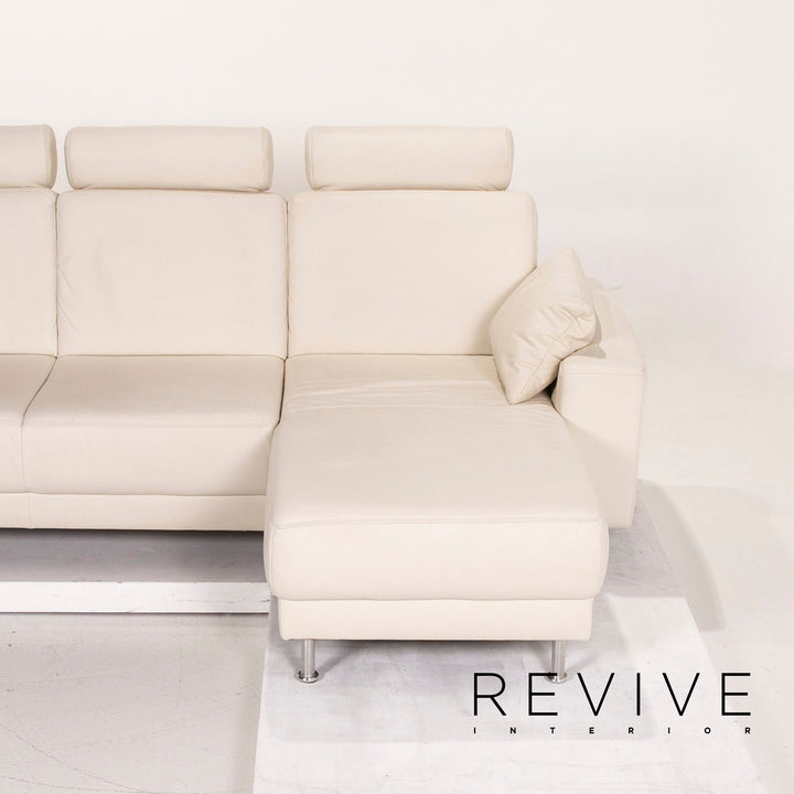 Musterring leather sofa set white 1x corner sofa 1x stool #13948