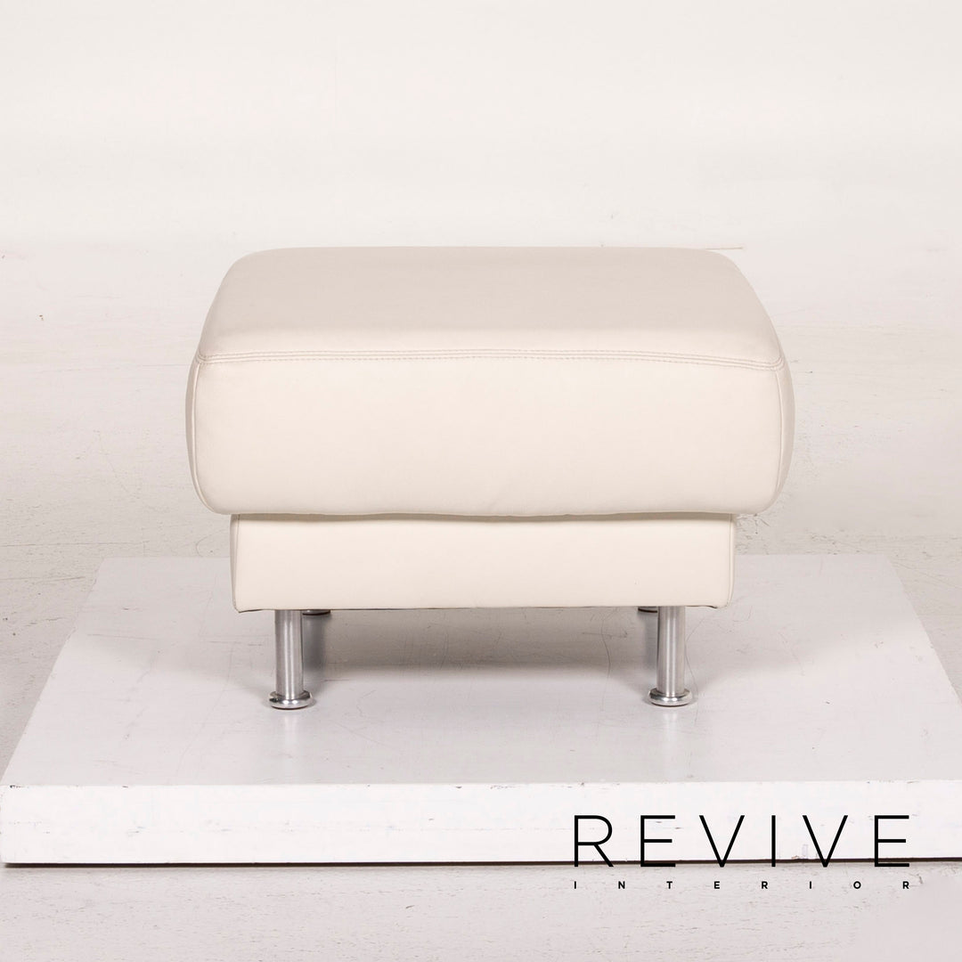 Musterring leather sofa set white 1x corner sofa 1x stool #13948
