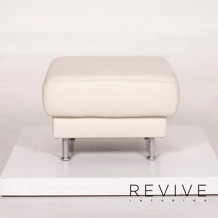 Musterring leather sofa set white 1x corner sofa 1x stool #13948