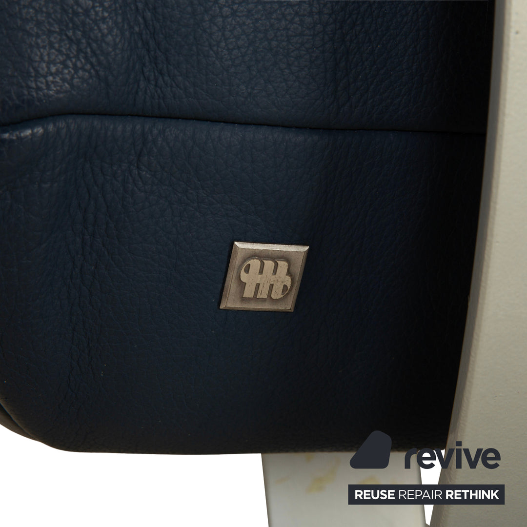 Musterring Leather Two-Seater Blue Sofa Couch