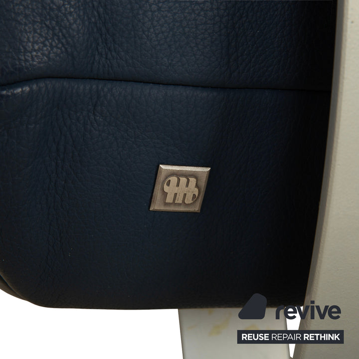 Musterring Leather Two-Seater Blue Sofa Couch
