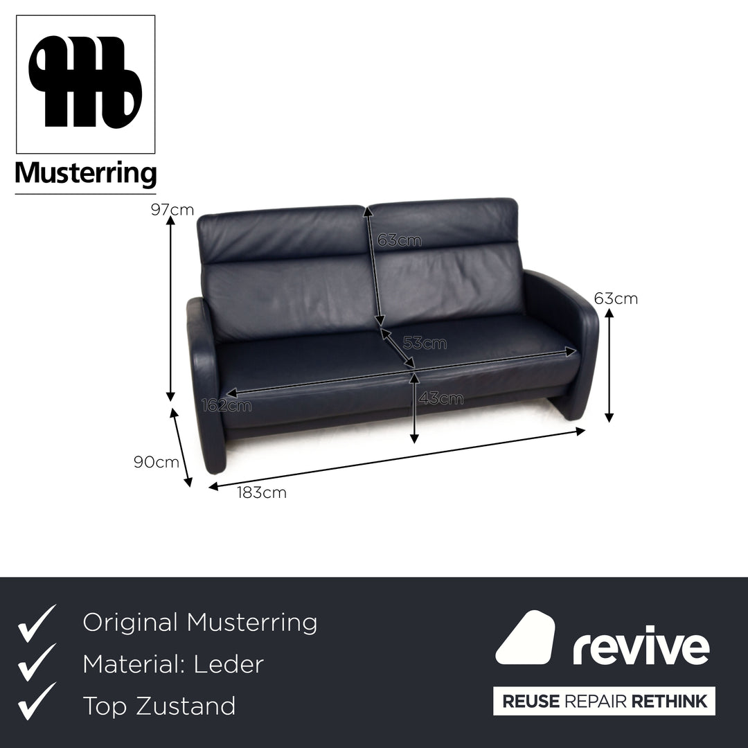 Musterring Leder Zweisitzer Blau Sofa Couch