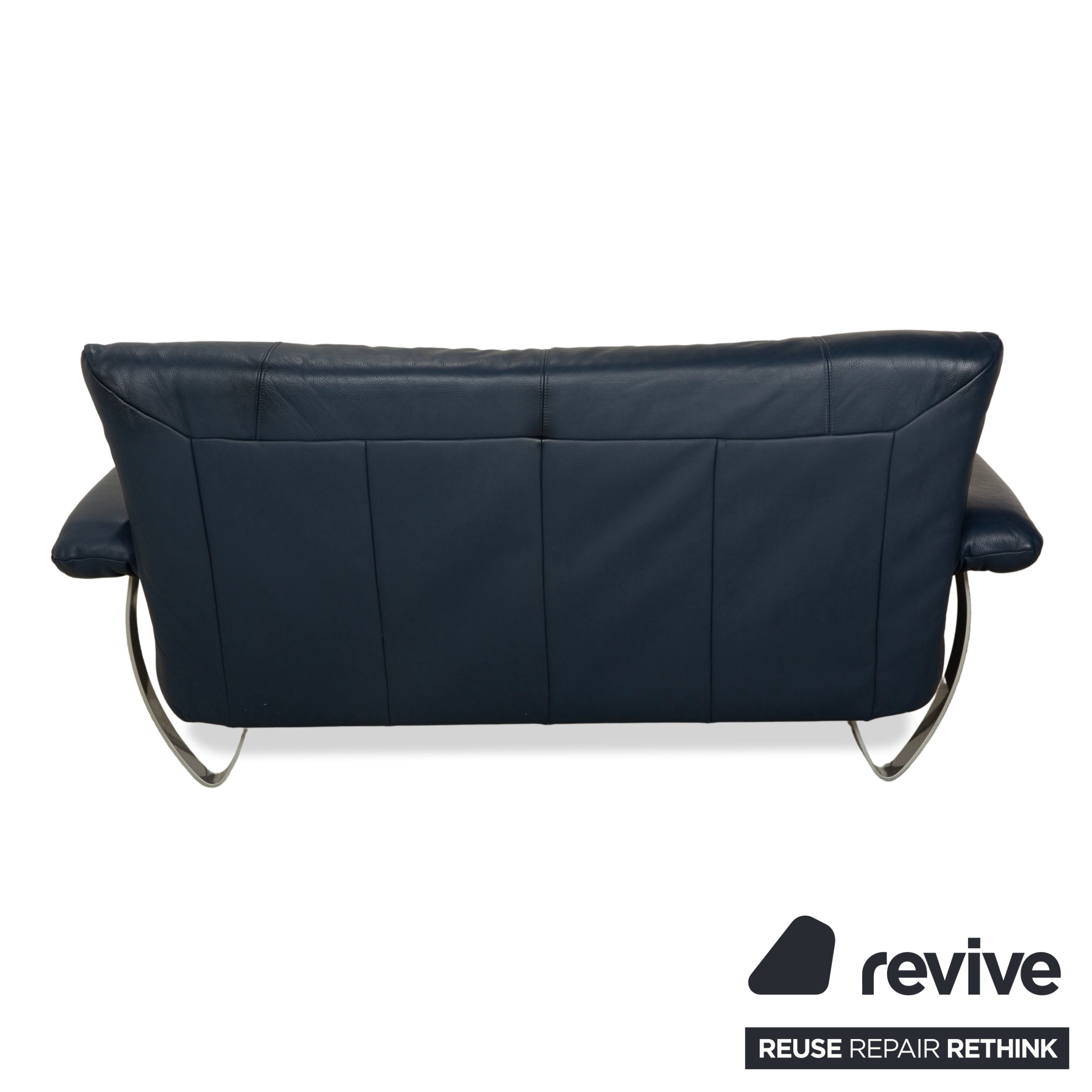 Musterring Leather Two-Seater Blue Sofa Couch