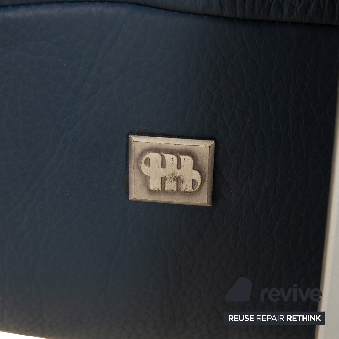 Musterring Leder Dreisitzer Blau Sofa Couch