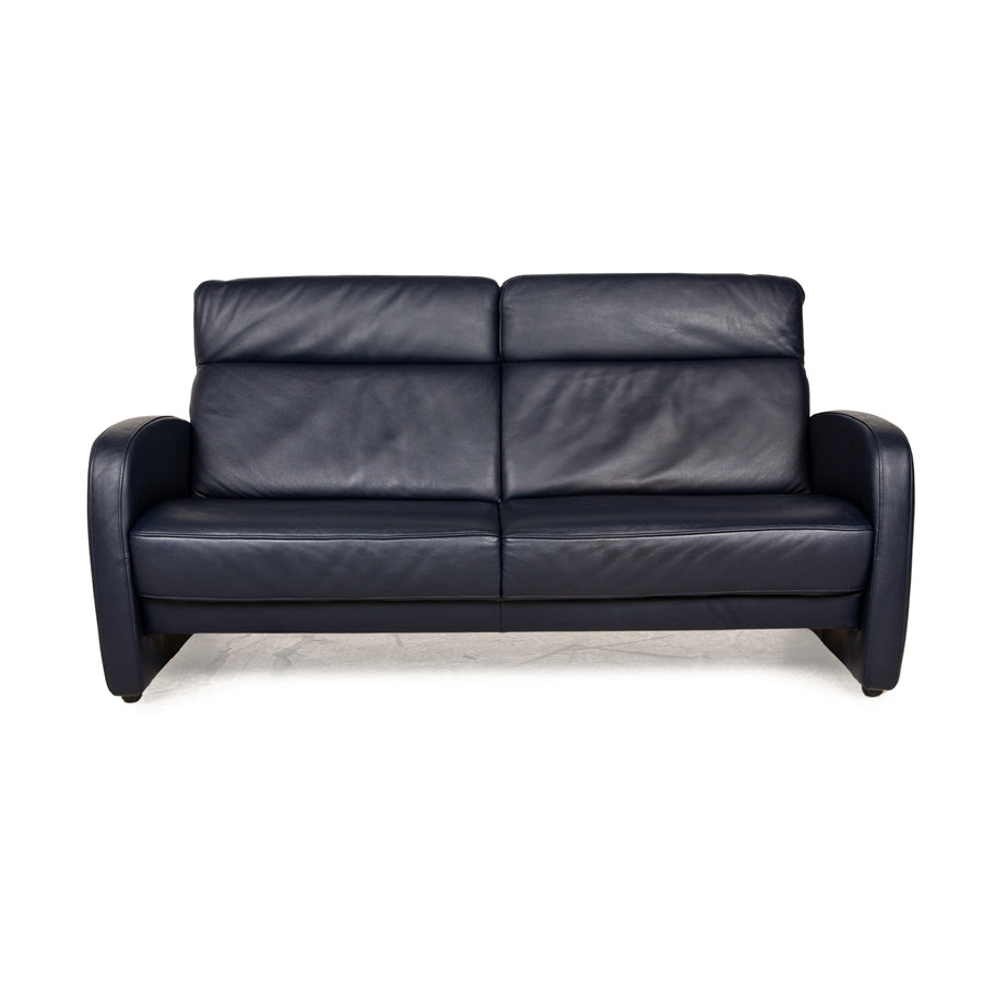 Musterring Leder Zweisitzer Blau Sofa Couch