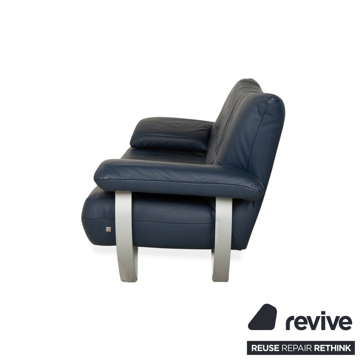 Musterring Leder Dreisitzer Blau Sofa Couch
