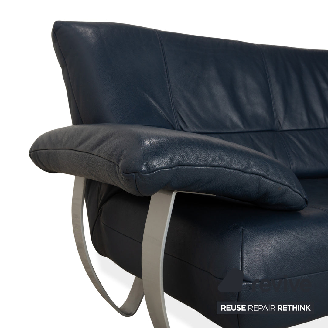 Musterring Leder Dreisitzer Blau Sofa Couch