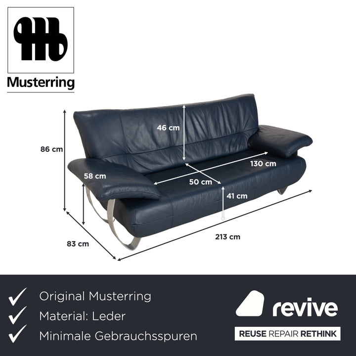 Musterring Leder Zweisitzer Blau Sofa Couch