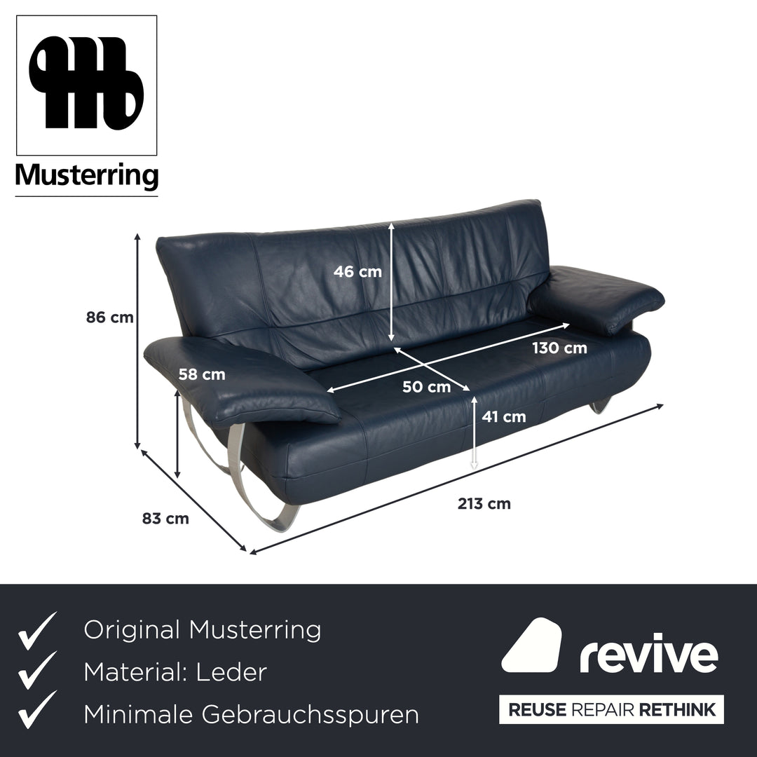 Musterring Leder Dreisitzer Blau Sofa Couch