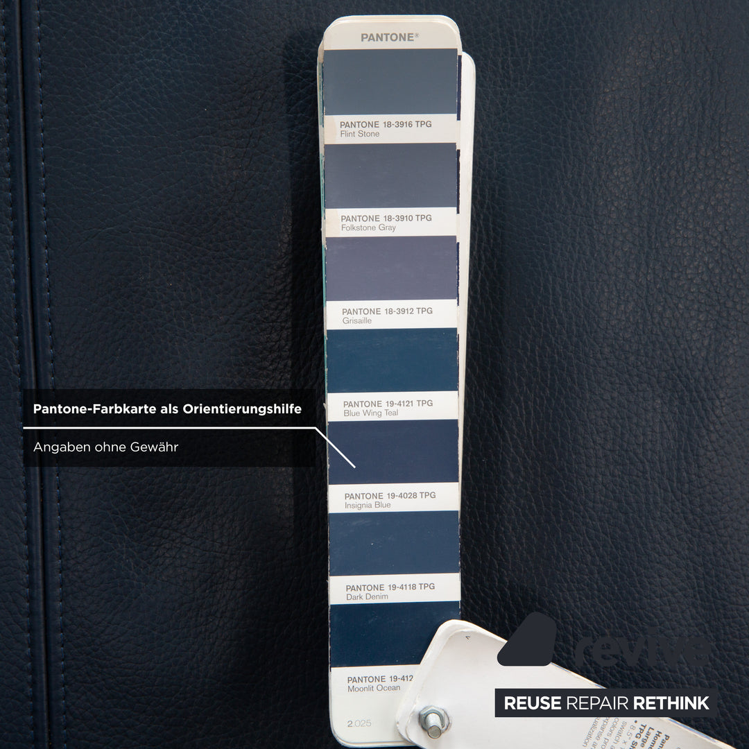 Échantillon de canapé bleu à deux places en cuir ring