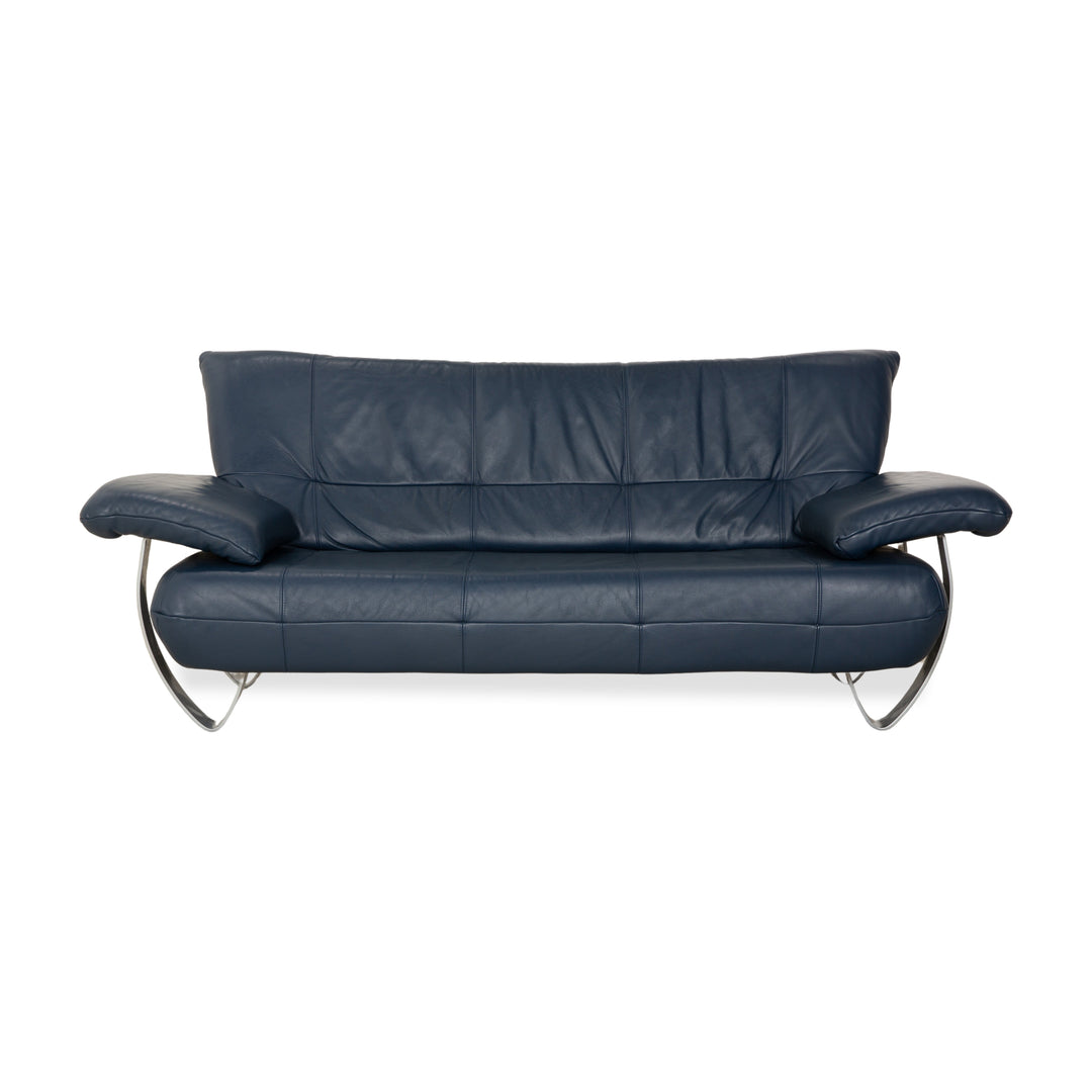 Musterring Leder Dreisitzer Blau Sofa Couch