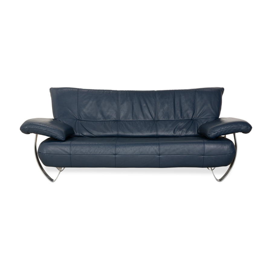 Musterring Leder Dreisitzer Blau Sofa Couch