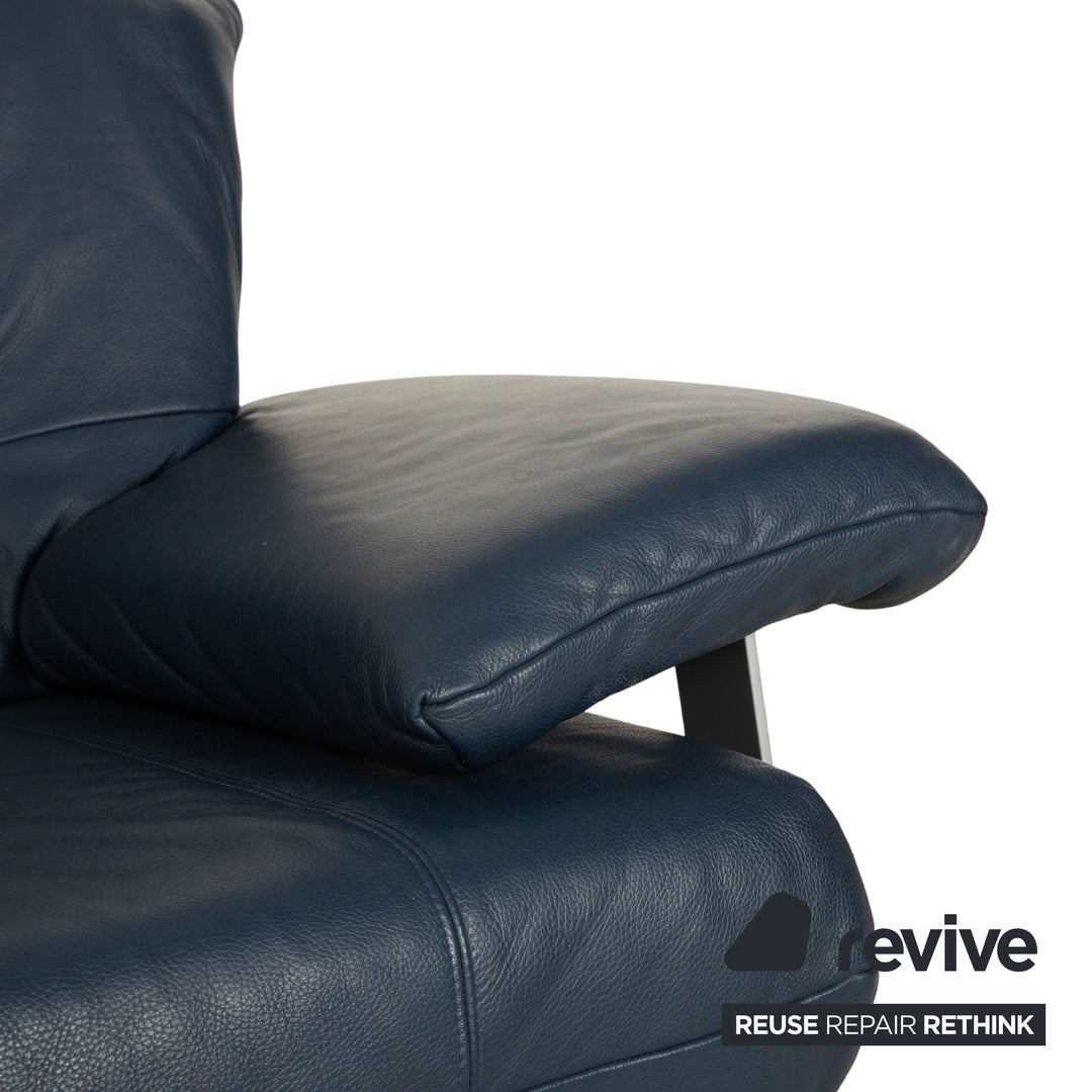 Musterring Leather Two-Seater Blue Sofa Couch