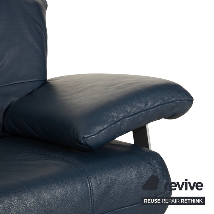 Musterring Leather Two-Seater Blue Sofa Couch