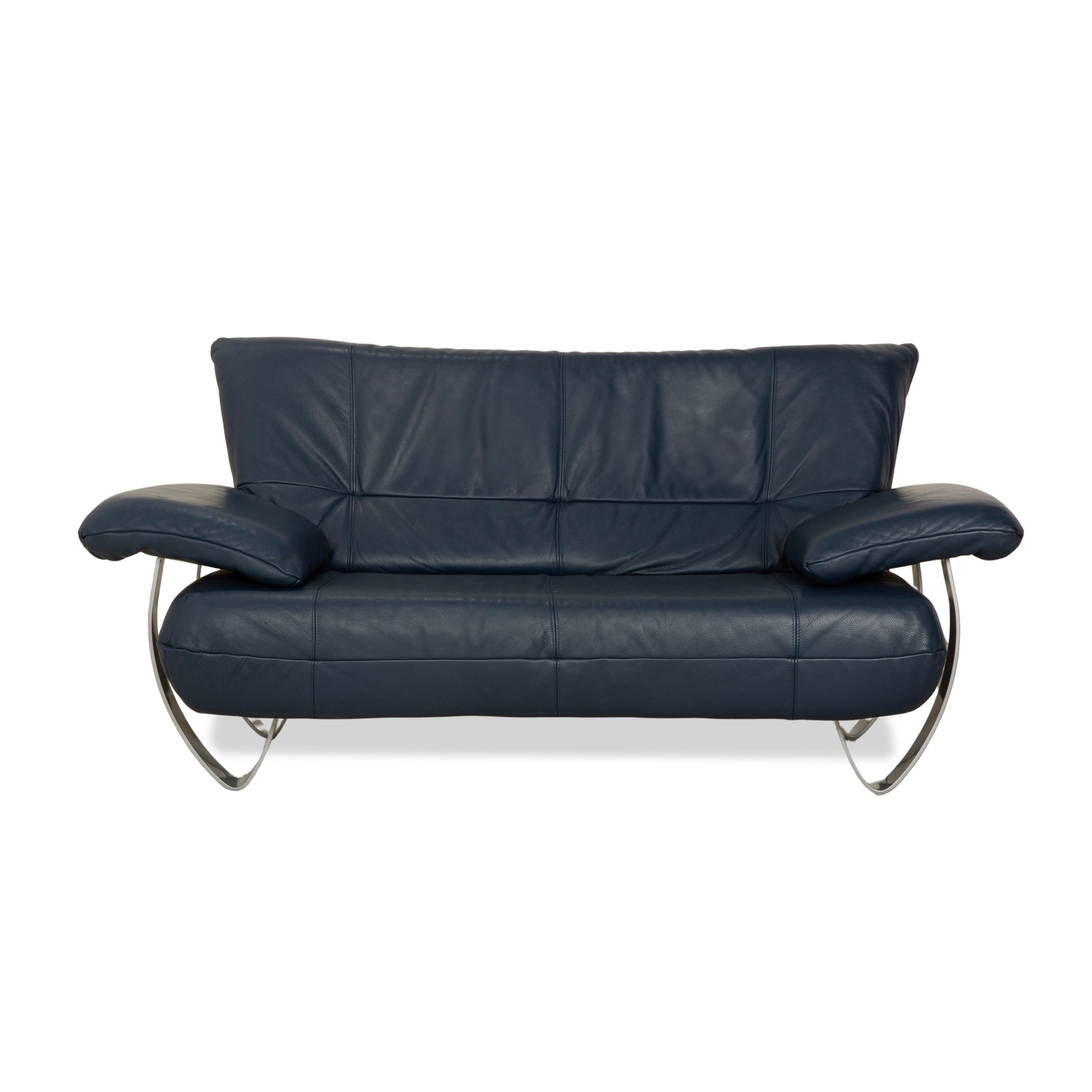 Musterring Leather Two-Seater Blue Sofa Couch