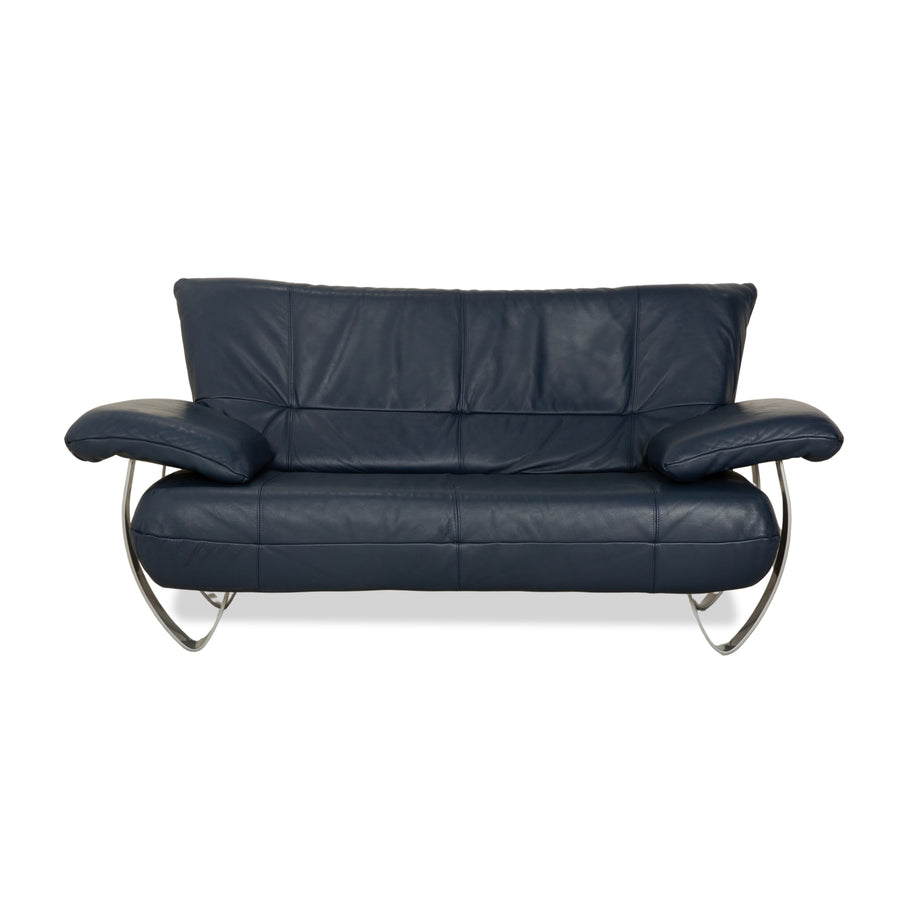 Musterring Leder Zweisitzer Blau Sofa Couch
