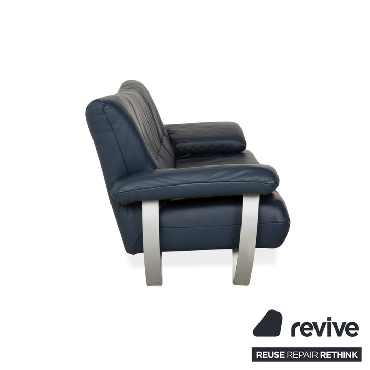 Musterring Leder Dreisitzer Blau Sofa Couch