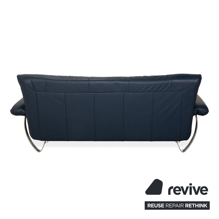 Musterring Leder Dreisitzer Blau Sofa Couch