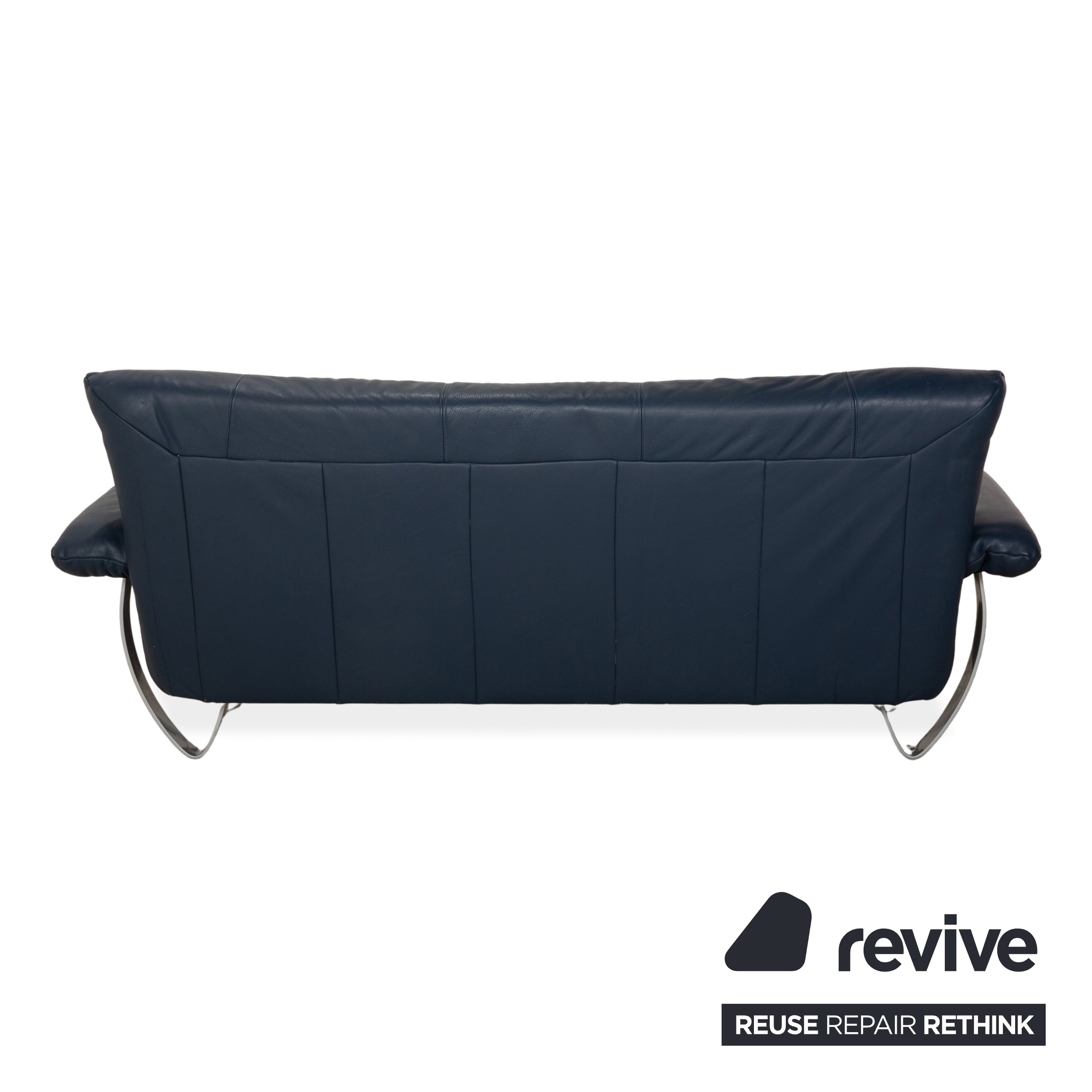 Musterring Leather Two-Seater Blue Sofa Couch