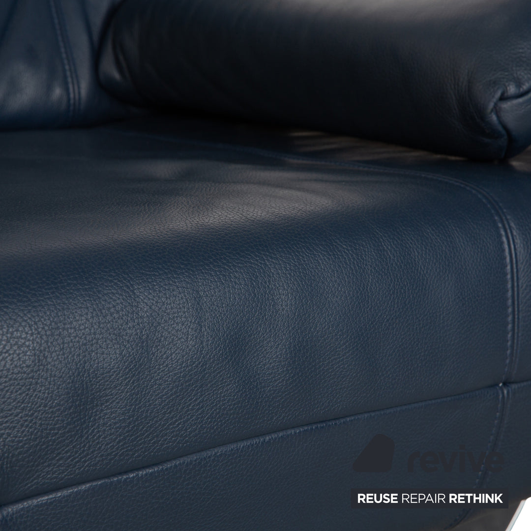 Musterring Leder Zweisitzer Blau Sofa Couch