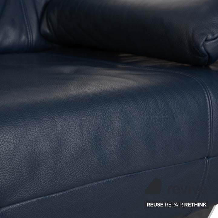 Musterring Leder Dreisitzer Blau Sofa Couch