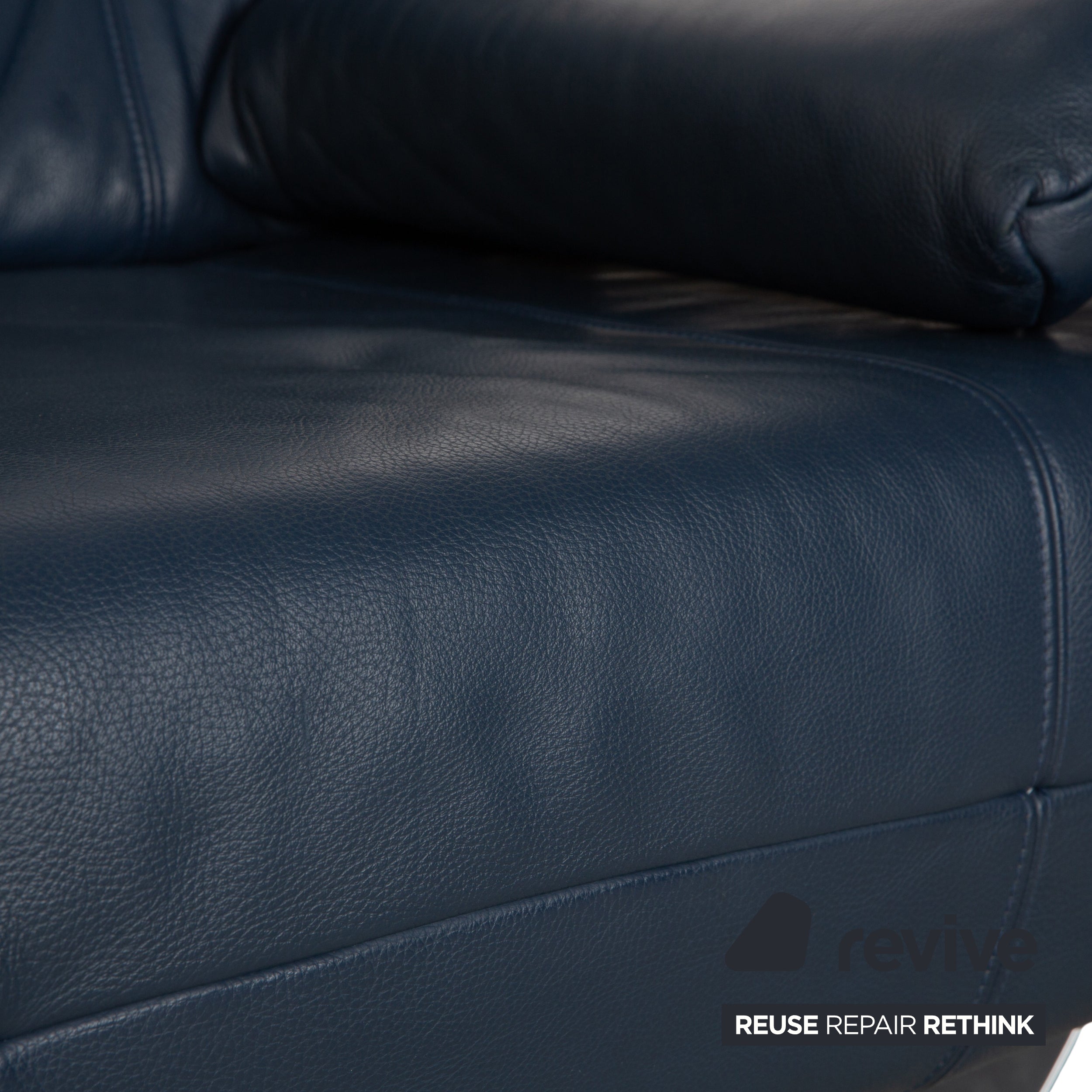 Musterring Leather Two-Seater Blue Sofa Couch