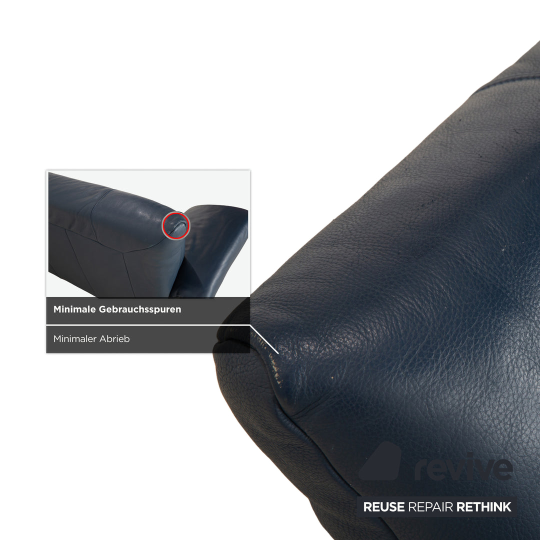 Musterring Leder Zweisitzer Blau Sofa Couch