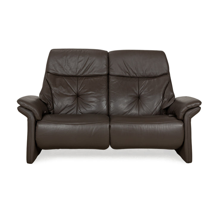 Musterring Leather Two-Seater Brown Manual Function Sofa Couch