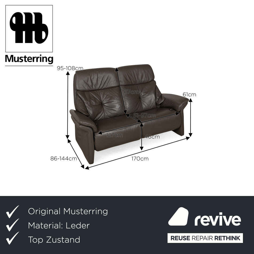 Musterring Leather Two-Seater Brown Manual Function Sofa Couch