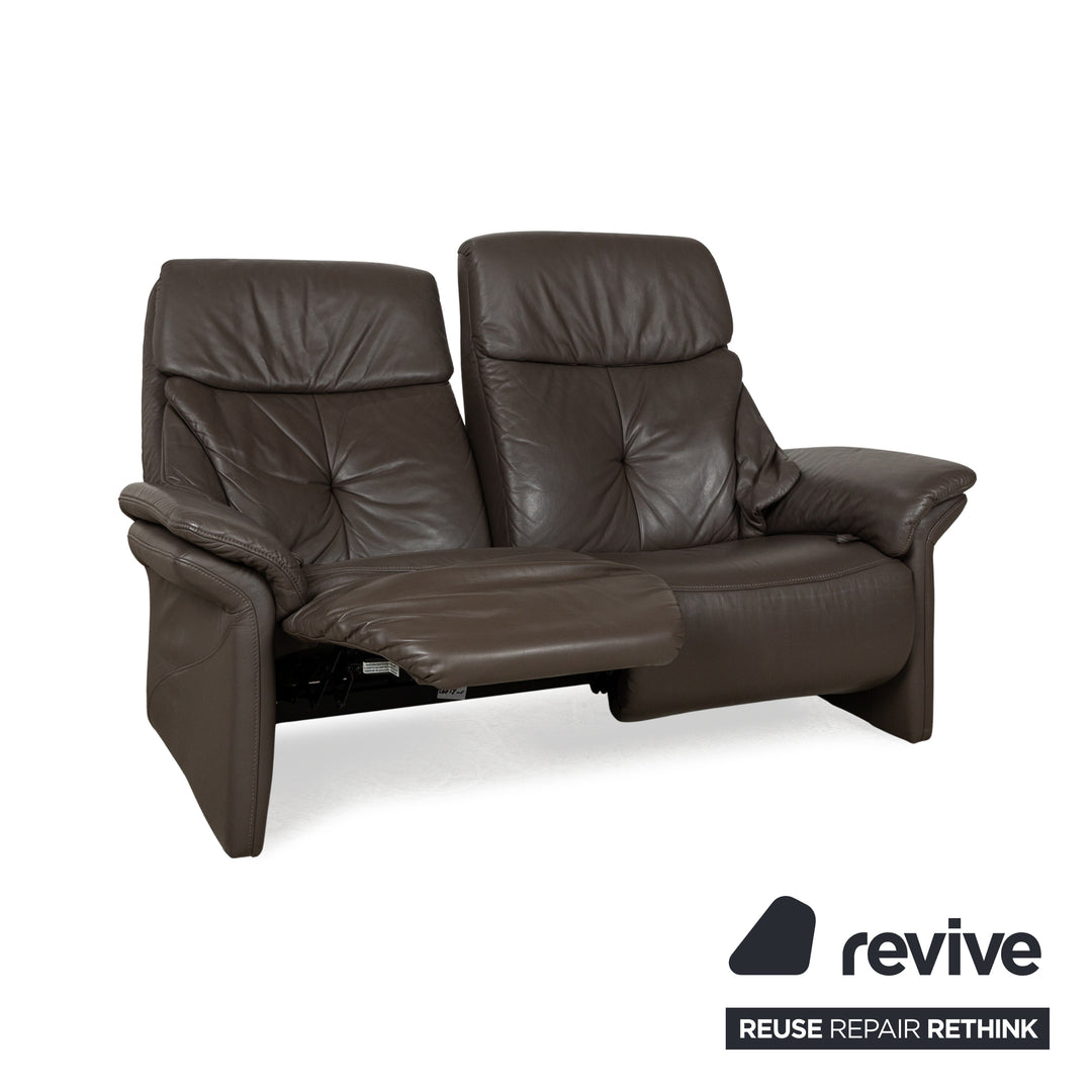 Musterring Leather Two-Seater Brown Manual Function Sofa Couch