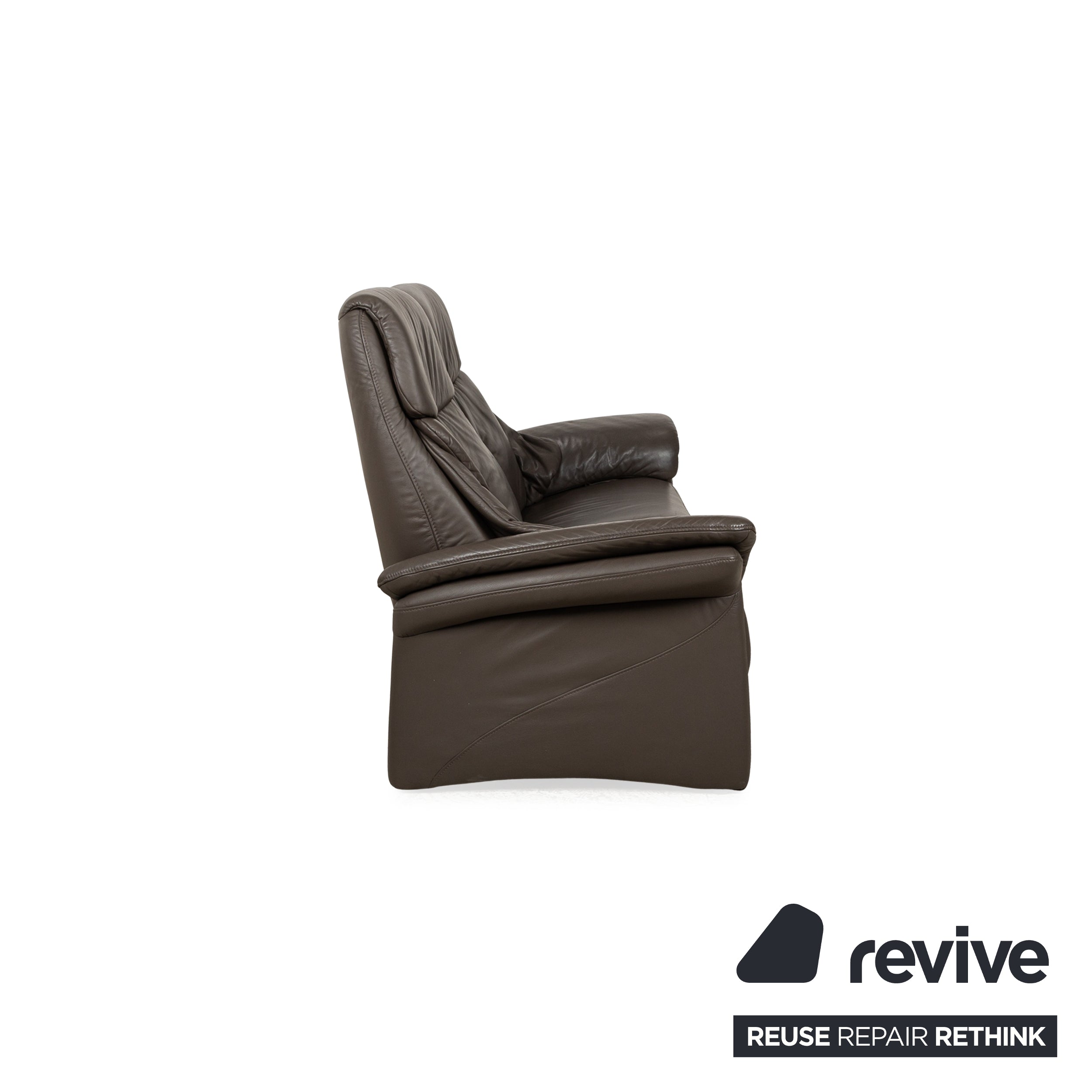 Musterring Leather Two-Seater Brown Manual Function Sofa Couch