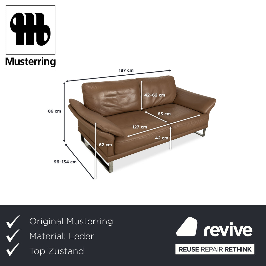 Canapé deux places en cuir marron taupe Musterring