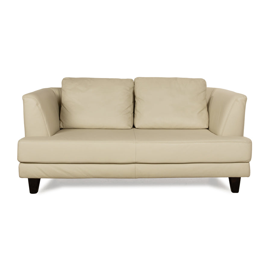 Sample ring leather two-seater cream sofa couch