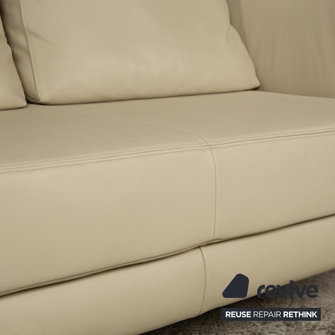 Sample ring leather two-seater cream sofa couch